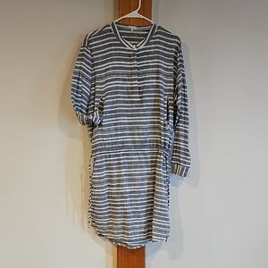 Striped Blue and White Midi Dress